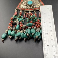 Old Tibetan Brass Handmade Traditional Unique Triangle Shaped Pendant Necklace