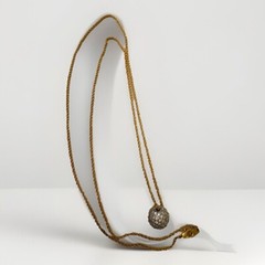 Vtg.Rhinestones Bead Necklace Sliding Single Bead on Ball Chain Gold Tone Metal
