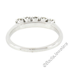 Antique 14k White Gold 0.60ctw European Diamond Prong 5 Stone Wedding Band Ring
