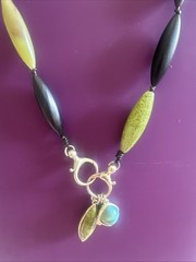 Vintage Fossil 25″ Gemstone Fossil Convertible Necklace Double Lobster Clasp