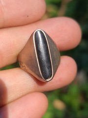 Vtg Sterling 925 Solid Silver Black Onyx Modernist Taxco MEX Ring 8.25sz Signed