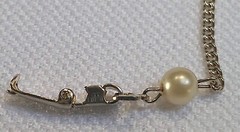 Vintage Single Strand Gold Tone & Pearl Station Bead Long Chain Necklace 56 in