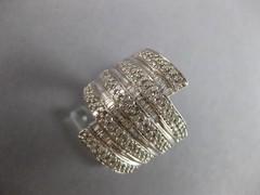LARGE 1.52CT DIAMOND 14KT WHITE GOLD ROUND & BAGUETTE MULTI ROW ANNIVERSARY RING