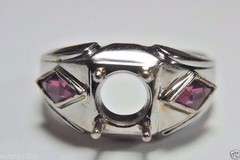 Antique Art Deco Setting 20K White Gold Mounting Hold 6 MM Ring Size 8 UK-P