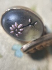 Gold Filled Cufflinks With Pink Flowers Cherry Blossoms Sold As Is V692