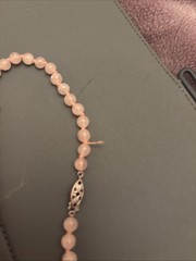 Beautiful Vintage Pink Rose Quartz Beaded Necklace Graduated Beads 18″ Unbranded