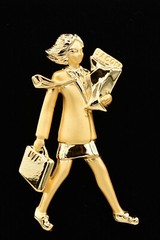 AJC Vintage Boss Lady Pin Brooch Bringing Home Bacon Woman VIP Signed NOS BinA3