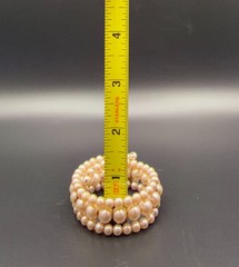 Vintage Multi Strand Faux Pearl Coil Bracelet Champagne Cream Unsigned MCM