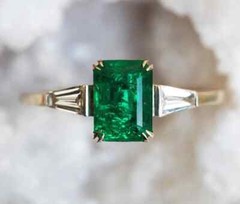 3.50 Ct Lab-Grown Green Emerald Vintage Style Wedding Ring 14K Yellow Gold FN
