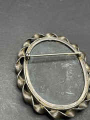 Antique Sterling Pietra Dura Pin/Brooch Mosiac Floral
