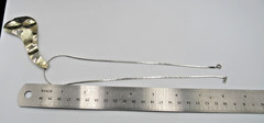 Signed CELEBRITY Silver Tone Abstract Pendant & Sterling Speidel 16″ Chain E2