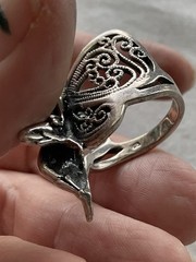 925 Sterling Silver Detailed Fairy Ring Size 9.5 Vintage Estate Jewelry