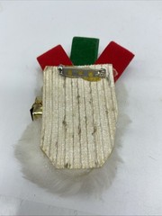 Vintage Christmas Brooch Lot 2pc Faux Fur Velvet Lady Face Gift Box Holiday Pins