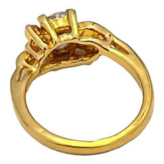 Vintage 1970s Vargas CZ Solitaire Ring 18KT Gold Plate Size 7 Engagement 5T