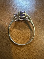 Vintage 10K Yellow Gold Three Stone Oval Amethyst Ring Sz 7.75 1.03 Grams