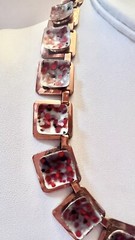 Vintage Copper Panel Renoir Necklace Red White Hook Closure