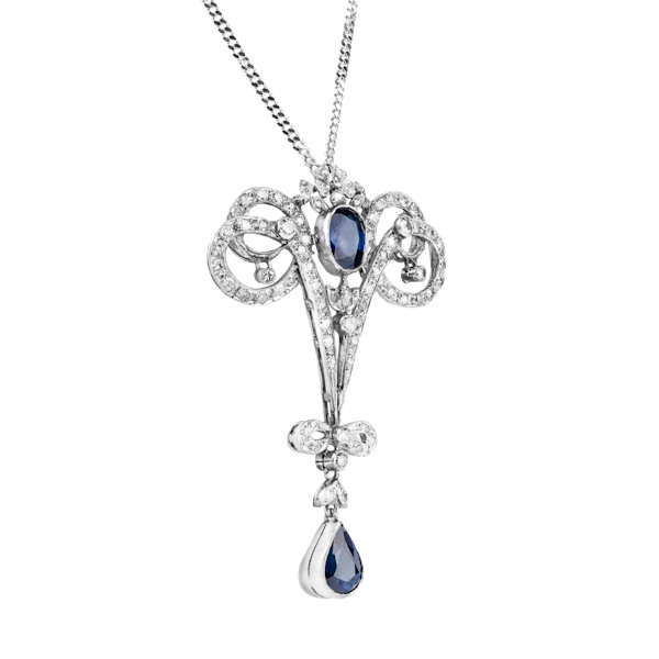 Vintage Style Art Deco Sapphire & Lab Created Diamond In 14k White Gold Finish
