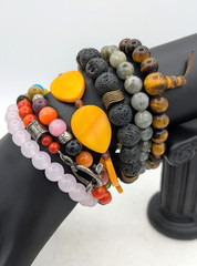 Vintage Gemstone Bracelets Stack LOT of 7 Stretch