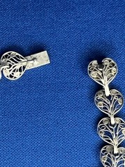 Vintage Sterling Silver 0.925 FILAGREE Heart Links 7.75″ Bracelet RARE