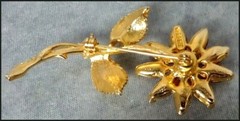 Vintage Figural Fucshia Pink and Teal Green Rhinestone Brooch Pin Signed EDLEE