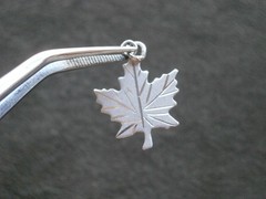 Maple Leaf Canada Vintage Bond Boyd Flat Sterling Silver Bracelet Charm Pendant