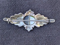 Vintage 925 Sterling Silver Marcasite Black & White Brooch Pin MOP Stone F3