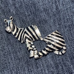 Vintage Zebra Figure Black Enamel Stripes 2.5″ Trinket Box