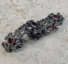 💥❤️✨VINTAGE 925 STERLING SILVER GARNET & MARCASITE MALTESE CROSS BRACELET ✨❤️💥