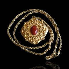 Vtg Revlon Intimate Solid Perfume Flower Swirl Locket Necklace Victorian Style