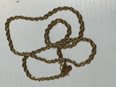 Vintage Gold Tone Rope Chain Necklace Signed Lady Remington 18”