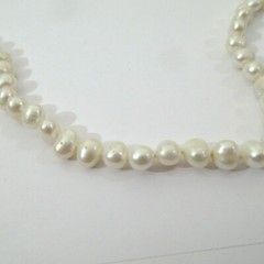 Vtg Irregular Pearl Beaded String Necklace w/ Sterling .925 Clasp 18” Length