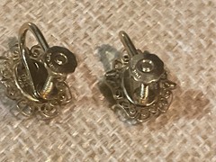 Vintage Carla Earrings Gold Opal Filigree 1/20 14K GF Signed