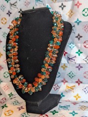 Vintage 1950s Signed Western Germany Art Cluster Fringe Necklace Amber…