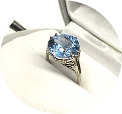 MONTANA SAPPHIRE Ring – Sky Blue – Art Deco Vintage 14k White Gold Mtg.