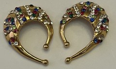 Vtg Idemaria IIQuartorecchino Signed Swarovski Crystal Glamour Ear Cuff Earrings