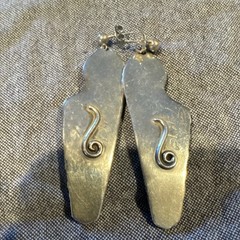 Vintage Silver Bird Dangle Earrings with Onyx Stones, Black Fashion Jewelry