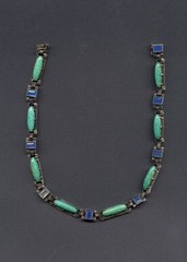 art nouveau, art deco Theodor Fahrner silver & gems necklace, 37cm/14.6 inch