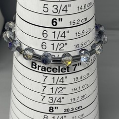 Smoky Gray Glass Bracelet Stretch Aurora Borealis Coated Faceted Tube Spacers