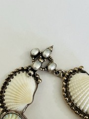Vintage Sterling Silver AMY KAHN RUSSELL Mother Of Pearl Carved Fish Bracelet
