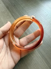 Vintage Lucite Acrylic Bangle With Gold Tone Bracelet From Hong Kong Retro
