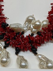 Zara Faux Red Coral Statement Necklace Bold Baroque Pearl Acrylic NWT $59.90