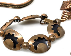 Vintage 7 Piece Copper Jewelry Lot, 2 Necklaces, 4 Bracelets 1 Ring MCM Copper