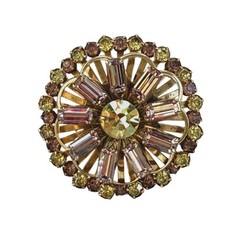 VTG Mid Century Starburst Snowflake Rhinestone Brooch Pin lavender Yellow jewelr