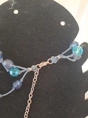 vintage glass bead necklace blue