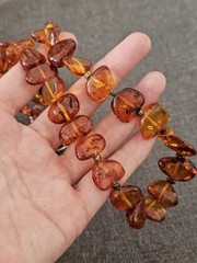 Cognac Amber Nugget Bead Necklace 25″ Long
