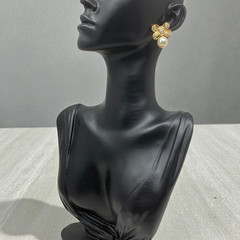 Vintage 1980’s Clear Crystal & Faux Pearl Pierced Petite Earrings Couture Mogul