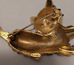 Vintage Trifari Tiger Cub Ark Series Brooch Pin 1966 Green Eyed Kitten Cat