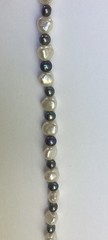 Vintage Faux Pearl Necklace 34” Gray White Baroque Irregular Opera Boho