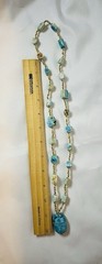 Vintage Egyptian Revival Cared Soap Stone Scarab Turquoise Necklace