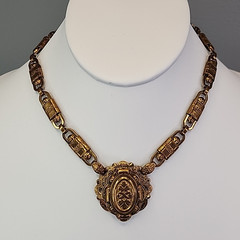 Vintage Kramer of NY Necklace Book Chain Victorian Revival Gold Tone SHORT 14″